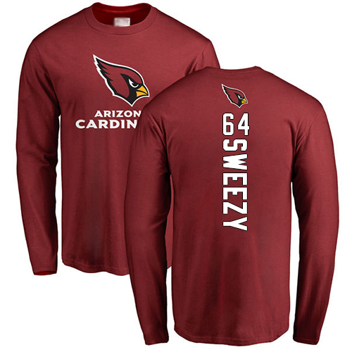 Arizona Cardinals Men Maroon J.R. Sweezy Backer NFL Football #64 Long Sleeve T Shirt->arizona cardinals->NFL Jersey